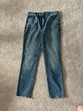 Classic Straight-Leg Blue Denim Jeans Madewell high rise slim boyfriend 30T tall